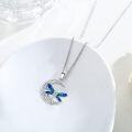 wholesale 925 Sterling Silver Blue Enamel Celtic Dragonfly Moonstone Pendant Necklace-0-2