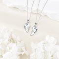 wholesale 925 Sterling Silver Best Friends Daisy Heart Matching Necklaces with Cubic Zirconia and Engraved Message for Women Girls (Set of 2)-0-2