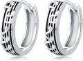 wholesale 925 Sterling Silver Music Notes Huggie Hoop Earrings for Women and Girls-0-0