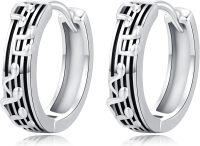 wholesale 925 Sterling Silver Music Notes Huggie Hoop Earrings for Women and Girls-Music Note Hoop Earrings