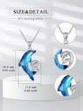 wholesale 925 Sterling Silver Blue Crystal Dolphin Pendant Necklace s for Women Girls Mom Girlfriend-0-1