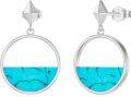 wholesale 925 Sterling Silver Round Genuine Turquoise Drop Earrings for Women-0-0