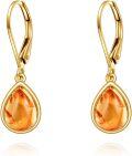 wholesale 14K Gold Blue Fire Opal Teardrop Dangle Lever Back Earrings for Women-0-9