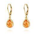 wholesale 14K Gold Blue Fire Opal Teardrop Dangle Lever Back Earrings for Women-0-9