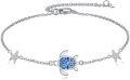 wholesale 925 Sterling Silver Starfish Turtle Anklet for Women Girls Beach  47cm-68cm Length Adjusted Chain Link Charm Foot Bracelets Blue Fire Opal Ocean Animal Lover Gifts-0-0