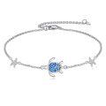 wholesale 925 Sterling Silver Blue Opal Sea Turtle Starfish Anklet For Women-0-0