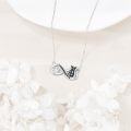 wholesale 925 Sterling Silver Infinity Heart Black Cat Pendant Necklace for Women Girls  45cm Chain Length-0-3