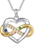 wholesale TOUPOP Personalized Love Infinity Necklace 925 Sterling Silver Custom 2-6 Names Birthstones Pendants Jewelry For Women Mom Sister Christmas Birthday Gifts -0-0
