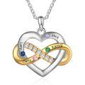 TOUPOP Sterling Silver Birthstones Personalized Love Infinity Necklace-0-0