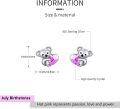 wholesale 925 Sterling Silver Koala Bear Heart Crystal Stud Earrings - Hypoallergenic Gift for Women-0-5