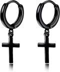 wholesale 925 Sterling Silver Black Cross/Hanging Hoop Earrings for Men Women-0-0