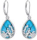 wholesale 925 Sterling Silver Teardrop Turquoise Turtle Coral Drop Earrings Hypoallergenic s for Women Girls-0-0