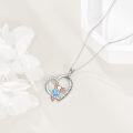 wholesale 925 Sterling Silver Blue Crystal Angel Heart Pendant Necklace for Women Girls  45cm Chain Length-0-4