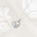 wholesale 925 Sterling Silver Cute Angel Pendant With Blue Heart Crystal-0-4