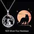 wholesale 925 Sterling Silver Moon and Fox Charm Pendant Necklace for Women-0-4