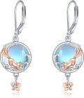 wholesale 925 Sterling Silver Moonstone Fox Flower Drop Earrings for Women-0-0