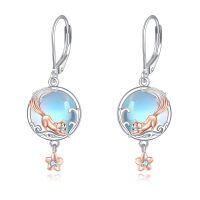 wholesale 925 Sterling Silver Fox Earrings Wholesale With Moonstone-Fox earrings