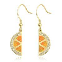wholesale 925 Sterling Silver Orange Slice Opal Drop Earrings for Women Gift-Gold Orange