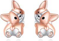 wholesale 925 Sterling Silver Pink Elephant Stud Earrings for Women Animal -Corgi