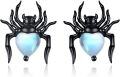 wholesale 925 Sterling Silver Spider Heart Moonstone Stud Earrings Gothic  for Women-0-0