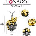 wholesale 925 Sterling Silver Yellow Gold Plated Cubic Zirconia Black Crystal Tiger Heart Pendant Necklace for Women-0-4