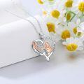 wholesale 925 Sterling Silver Rose Gold Mother & Daughter Heart Pendant Necklace with Cubic Zirconia - 4 Colors Available-0-2