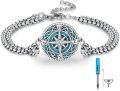 wholesale 925 Sterling Silver Compass Charm Bracelet with Turquoise Stone - Memorial Keepsake Jewelry for Women-0-0