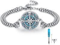 wholesale 925 Sterling Silver Compass Charm Bracelet with Turquoise Stone - Memorial Keepsake Jewelry for Women-A-Compass 2