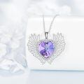 wholesale 925 Sterling Silver Purple Crystal Angel Wing Heart Pendant Necklace  for Women-0-1