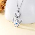 wholesale 925 Sterling Silver Anchor Cremation Pendant with Blue Heart and Rope Design-0-5