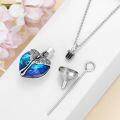 wholesale  925 Sterling Silver & Blue Heart Crystal Luna Moth Urn Necklace for Ashes-0-5