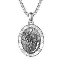 wholesale 925 Sterling Silver Patron Saint Medal Amulet Necklace for Men 2 5mm 22 +2 Chain-A01-Saint Christopher