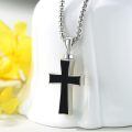 wholesale Silver Plated Copper Black Onyx Cross Cremation Urn Memorial Pendant Necklace-0-3