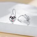 wholesale 925 Sterling Silver Heart-Shaped Dog Stud Earrings with Pink Accents-0-3