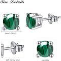 wholesale 925 Sterling Silver Green Malachite Stud Earrings - 6MM Round Gemstone  for Women-0-1