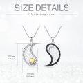 wholesale S925 Sterling Silver Yin Yang Necklace with Black & White Cubic Zirconia Pendant-0-3