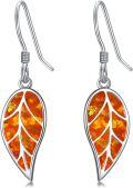 wholesale 925 Sterling Silver Leaf Opal Drop Earrings - Mother's Day Gifts for Women-0-30