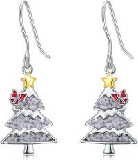wholesale  Sterling Silver Tree Dangle Earrings with Star -Crushed White Howlite