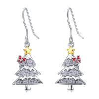 wholesale 925 Sterling Silver Christmas Tree Dangle Earrings-Crushed White Howlite