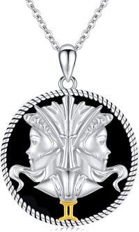 wholesale 925 Sterling Silver Gemini Zodiac Sign Black Onyx Gemstone Pendant Necklace for Women Men s-Gemini(5.21-6.21)
