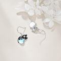 wholesale 925 Sterling Silver & Moonstone Black Cat Earrings for Women – Elegant 1.06 Dangle Jewelry Gift-0-3