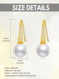 wholesale 14K Gold White Freshwater Pearl Diamond Drop Earrings for Women-0-4