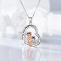 wholesale 925 Sterling Silver Heart-Shaped Pendant with Sea Otters - I Love You Forever Charm Necklace for Women's Gifts-0-2