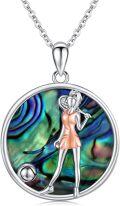 wholesale 925 Sterling Silver Abalone Shell Dancing Girl Pendant Necklace Gift for Her-0-0