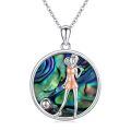 wholesale 925 Sterling Silver Tennis Girl Rose Gold Abalone Shell Pendant Necklace-0-0