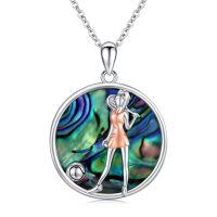 wholesale 925 Sterling Silver Tennis Girl Rose Gold Abalone Shell Pendant Necklace-Tennis