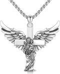 wholesale 925 Sterling Silver Guardian Angel Cross Pendant Necklace for Women Men Catholic s-0-0