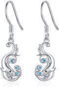 wholesale 925 Sterling Silver Blue Crystal Dolphin Drop Earrings for Women Girls Gift Boxed-0-0