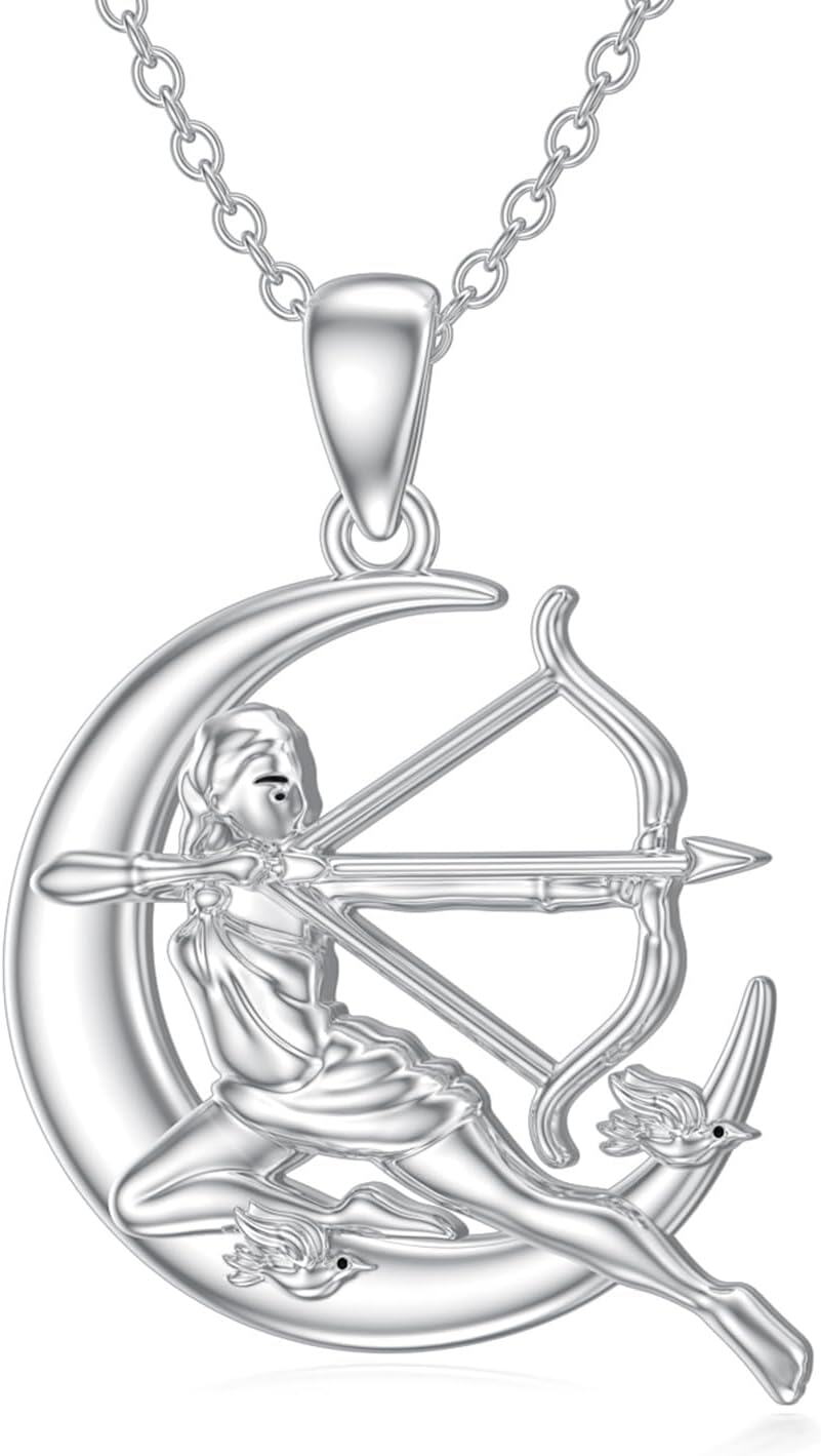 Sterling Silver Artemis Necklace Greek Goddess Jewelry Roman Mythology Gift for Her-0-0