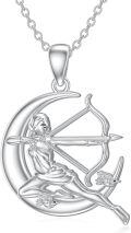 wholesale 925 Sterling Silver Moon Bow and Arrow Pendant Necklace Greek Goddess Jewelry Roman Mythology Gift for Women-0-0